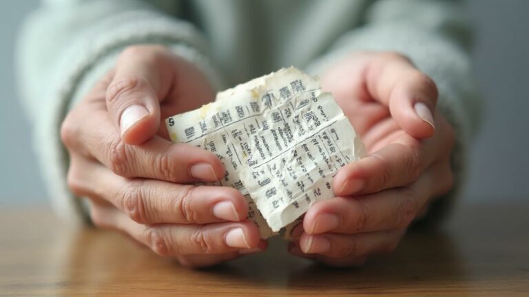 Acheter des billets de loterie avant cet âge pourrait vous coûter très cher Gros plan sur des mains tenant un ticket de caisse froissé