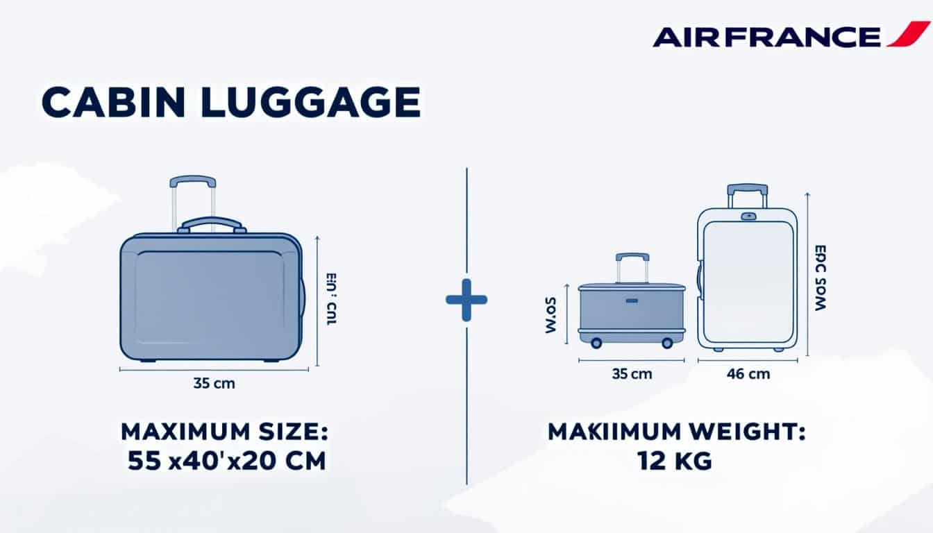 découvrez les dimensions maximales et le poids autorisé pour les bagages cabine chez air france. préparez votre voyage sereinement en respectant les règles de la compagnie sur vos valises à main.